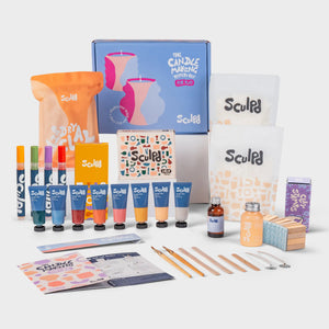 Ultimate candle bundle earth tones with Bloomsbury pens and clay stamp