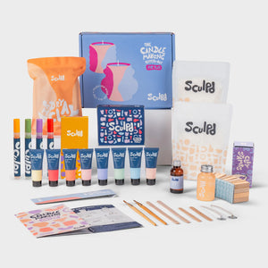 Ultimate candle bundle Pastel tones with Bloomsbury pens and clay stamp