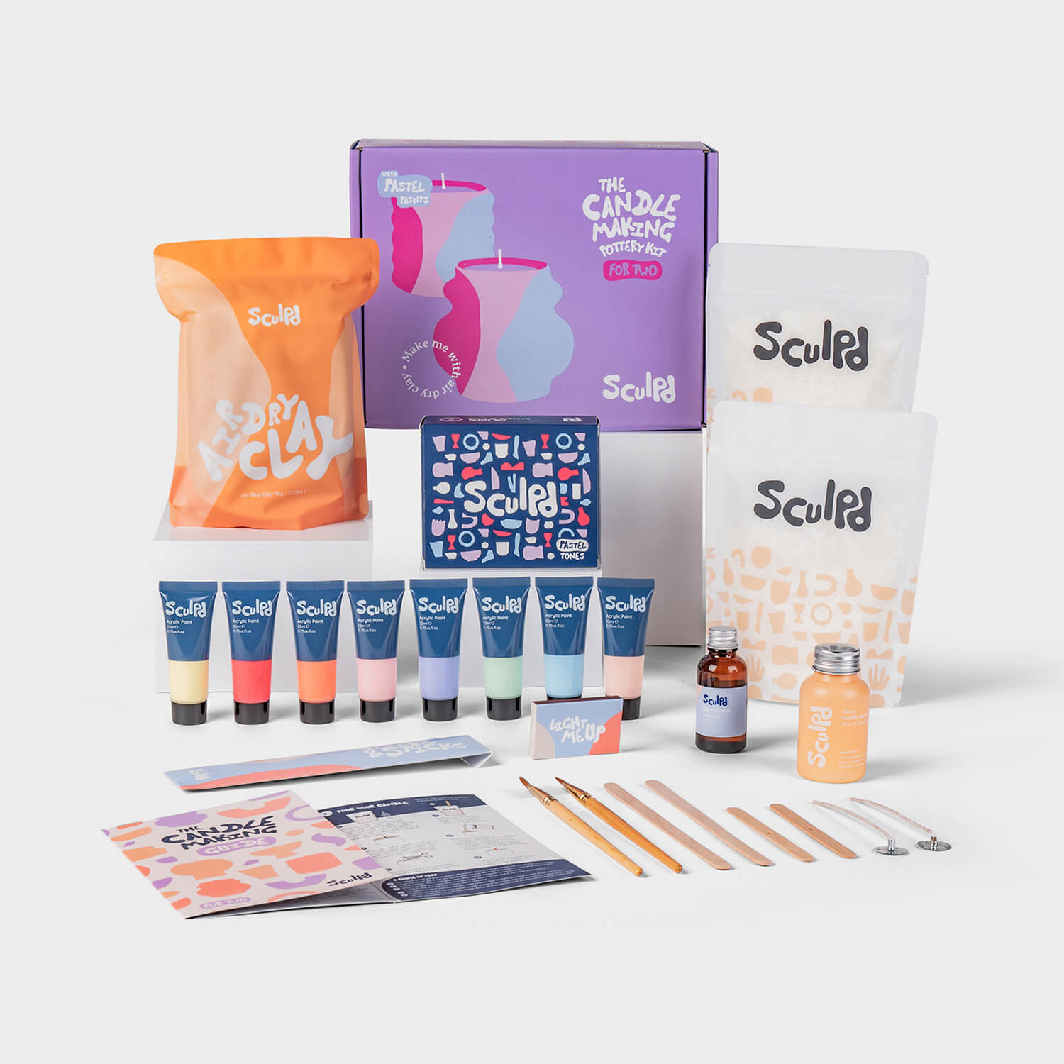 Sculpd candle making kit for two with Pastel Tones