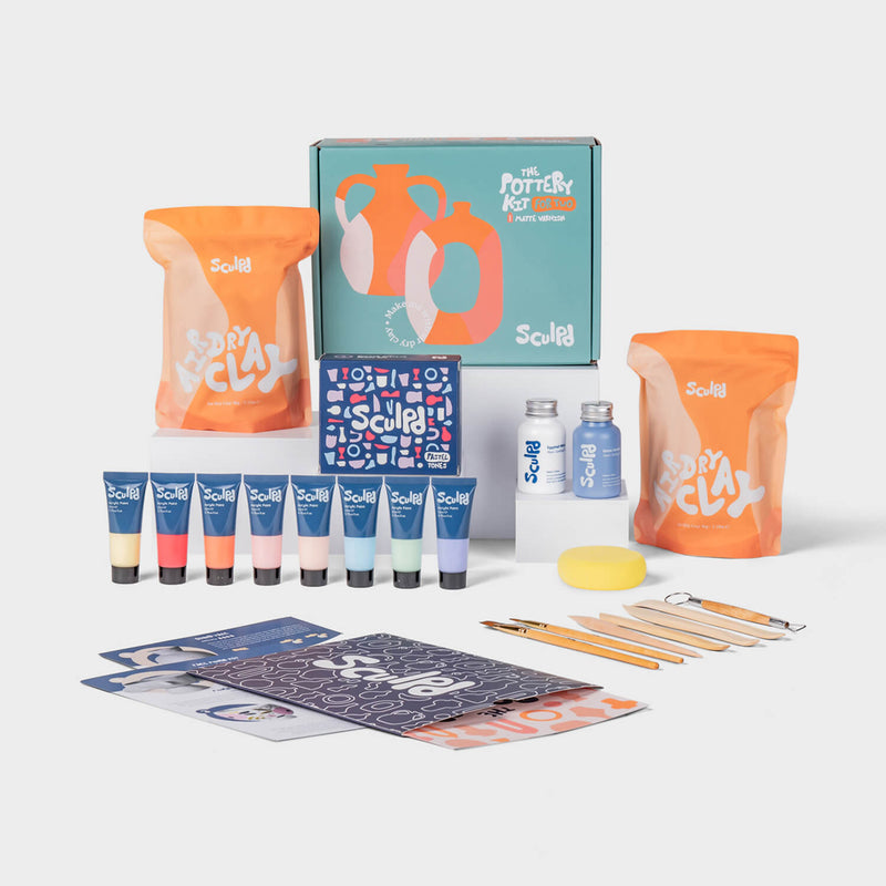 Sculpd pottery kit for two with Pastel Tones and Varnishes