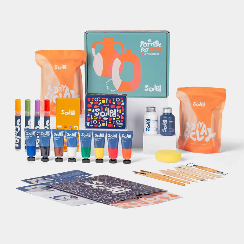 Black Frinday Bundle Pottery Kit with 2 Clay Bags, Pens and Paints