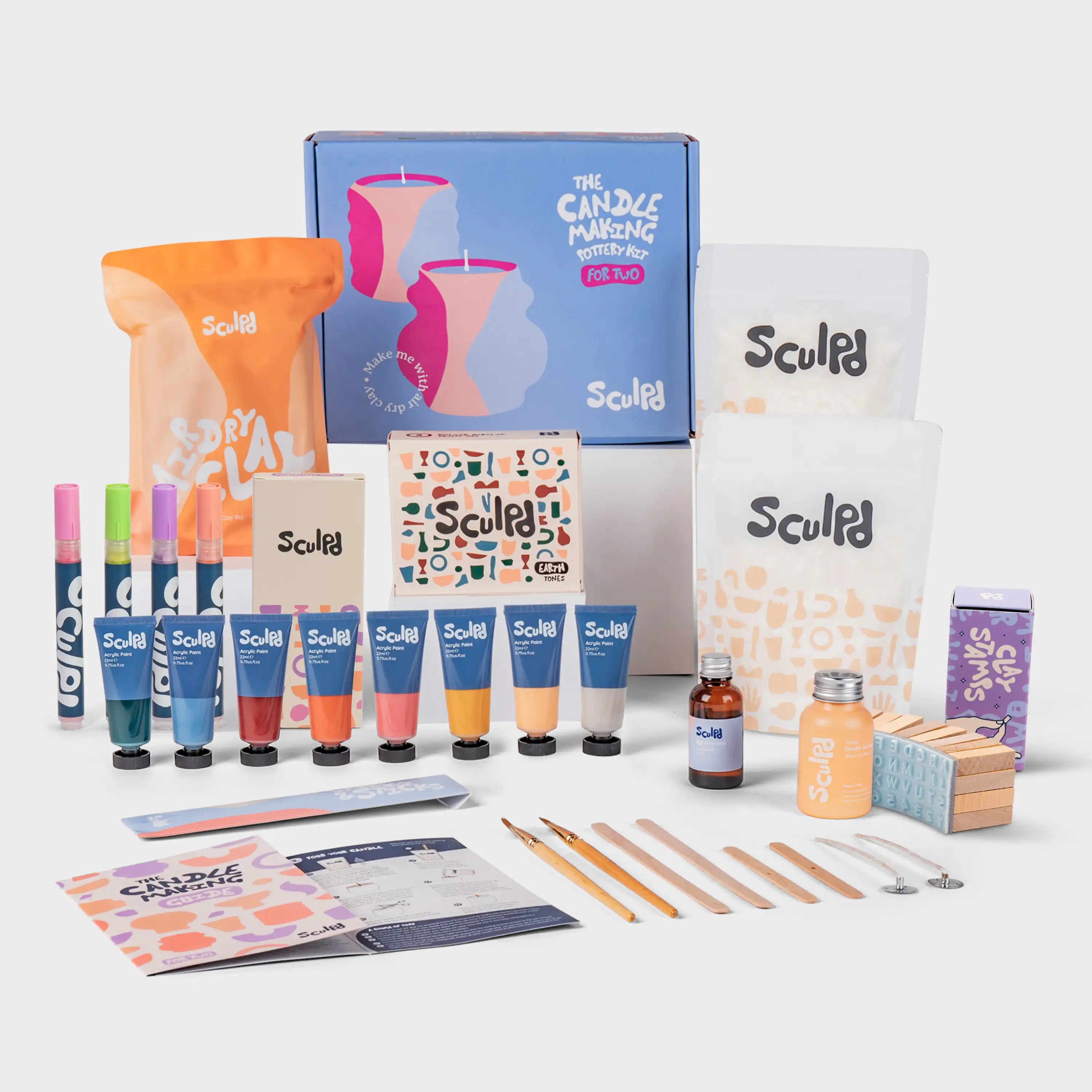 Ultimate candle bundle earth tones with Modernist pens and clay stamp