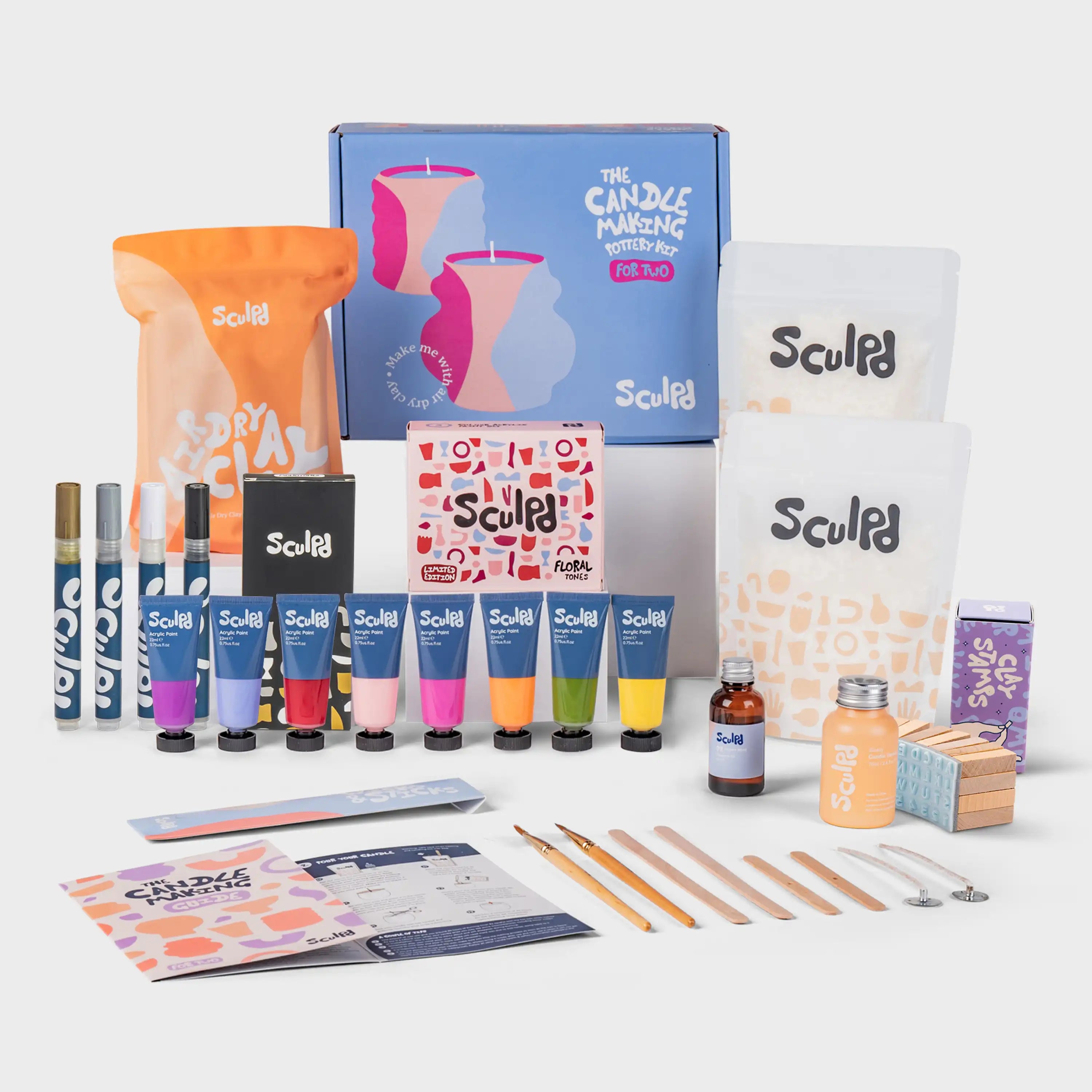 Ultimate candle bundle Floral tones with Monotones pens and clay stamp